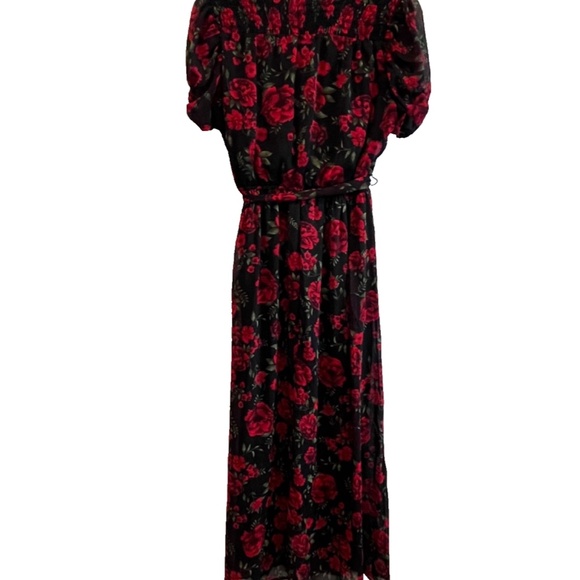 Disney Pixar Coco Rose Print Black/Red Maxi Dress W/Slit Size L - Picture 12 of 14